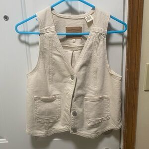 Signature by Levi Strauss & Co. Cream Denim Vest - Size Medium